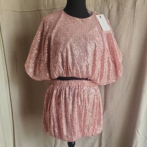 Pink Sequin Two-Piece Set